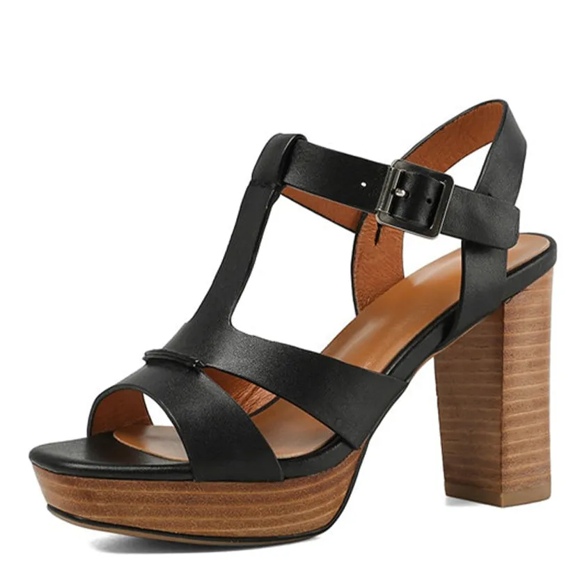 Funki Buys | Shoes | Women's Leather Chunky Platform Sandals