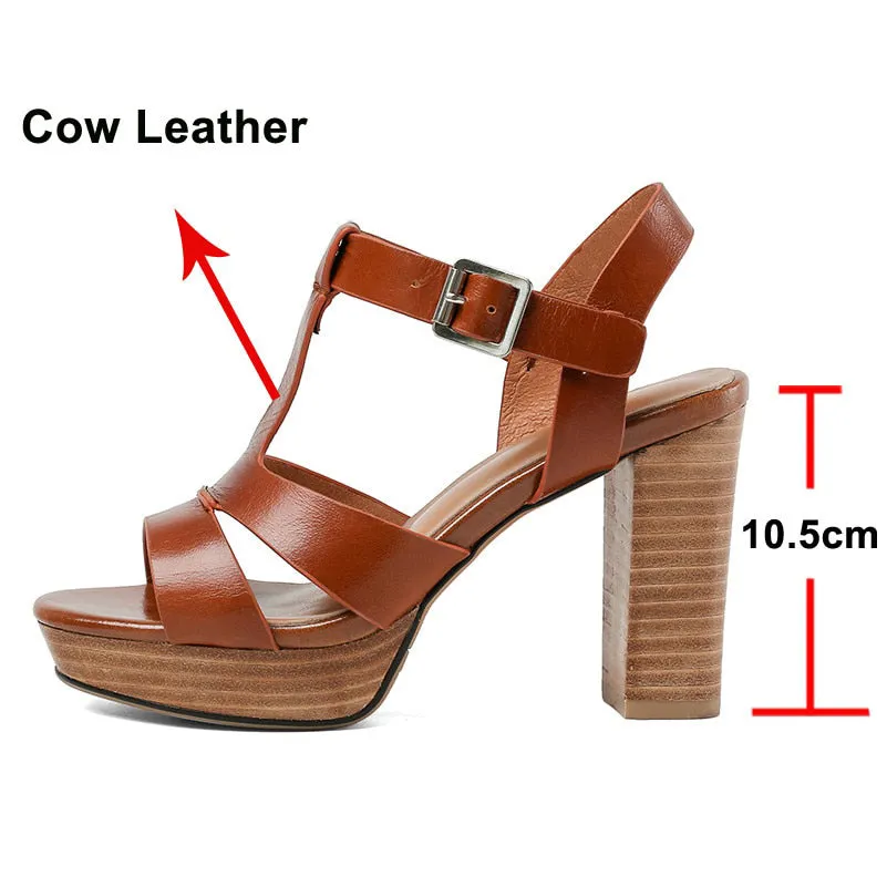 Funki Buys | Shoes | Women's Leather Chunky Platform Sandals