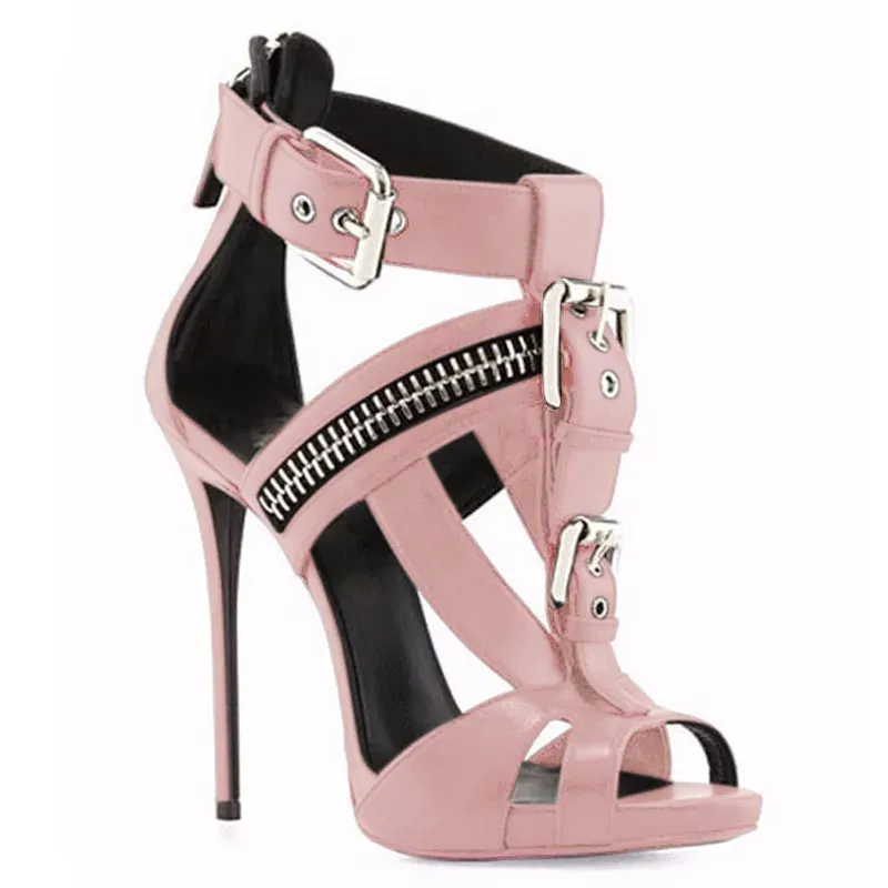 Funki Buys | Shoes | Women's Strappy Zipper Stiletto Sandals