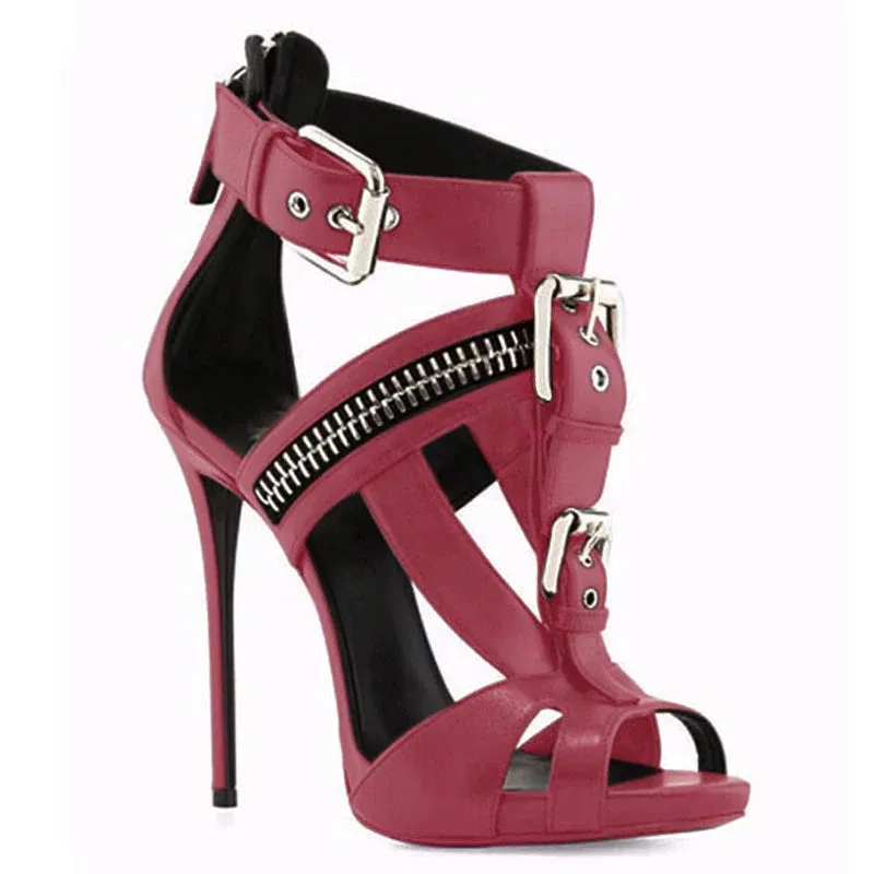Funki Buys | Shoes | Women's Strappy Zipper Stiletto Sandals