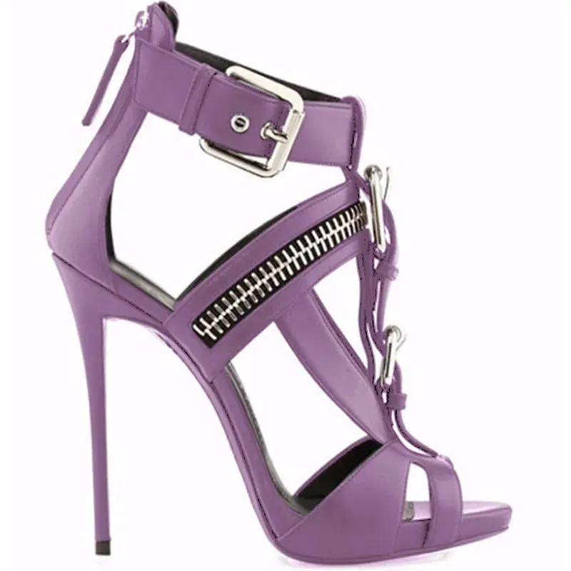 Funki Buys | Shoes | Women's Strappy Zipper Stiletto Sandals