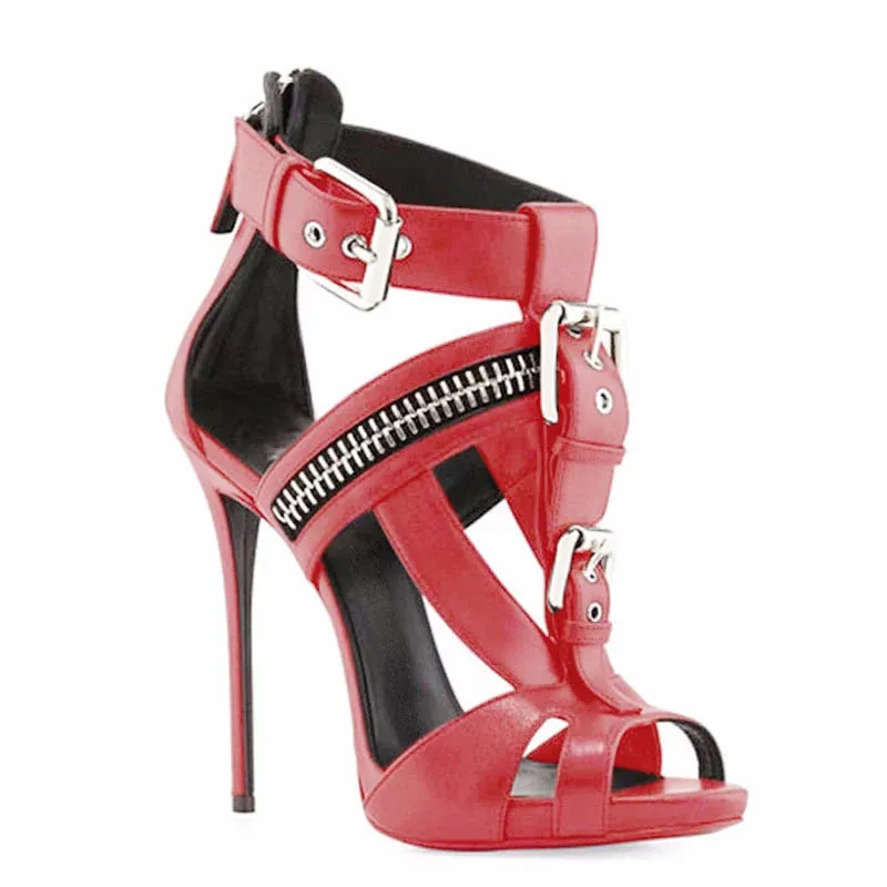 Funki Buys | Shoes | Women's Strappy Zipper Stiletto Sandals