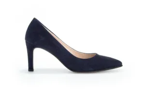 Gabor Navy Suede Pointy Toe Court Shoe 38016