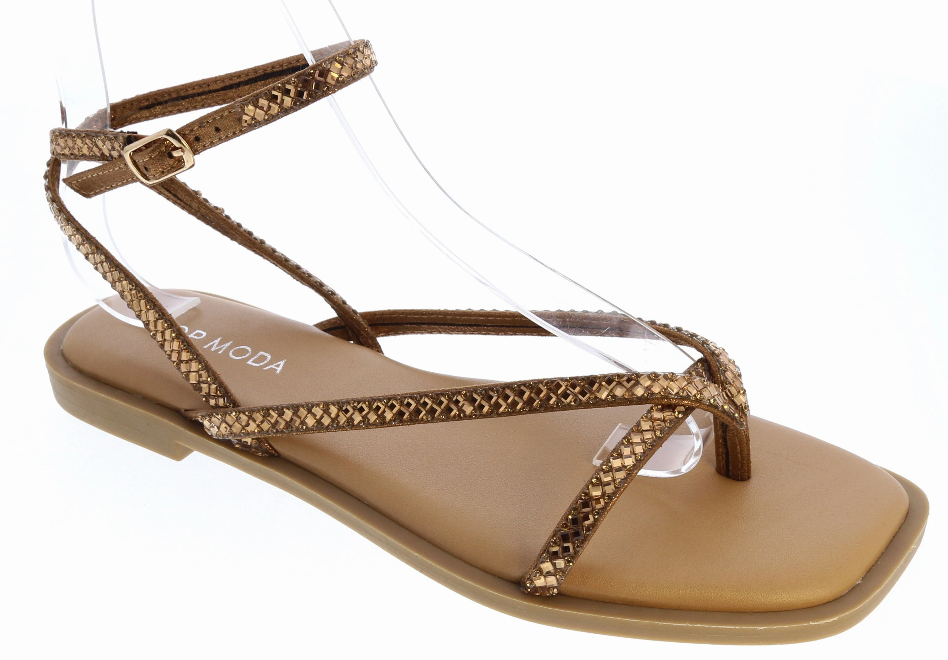 basketball - style Gemstone Strappy Gladiator Sandal (BRONZE GLITTER)
