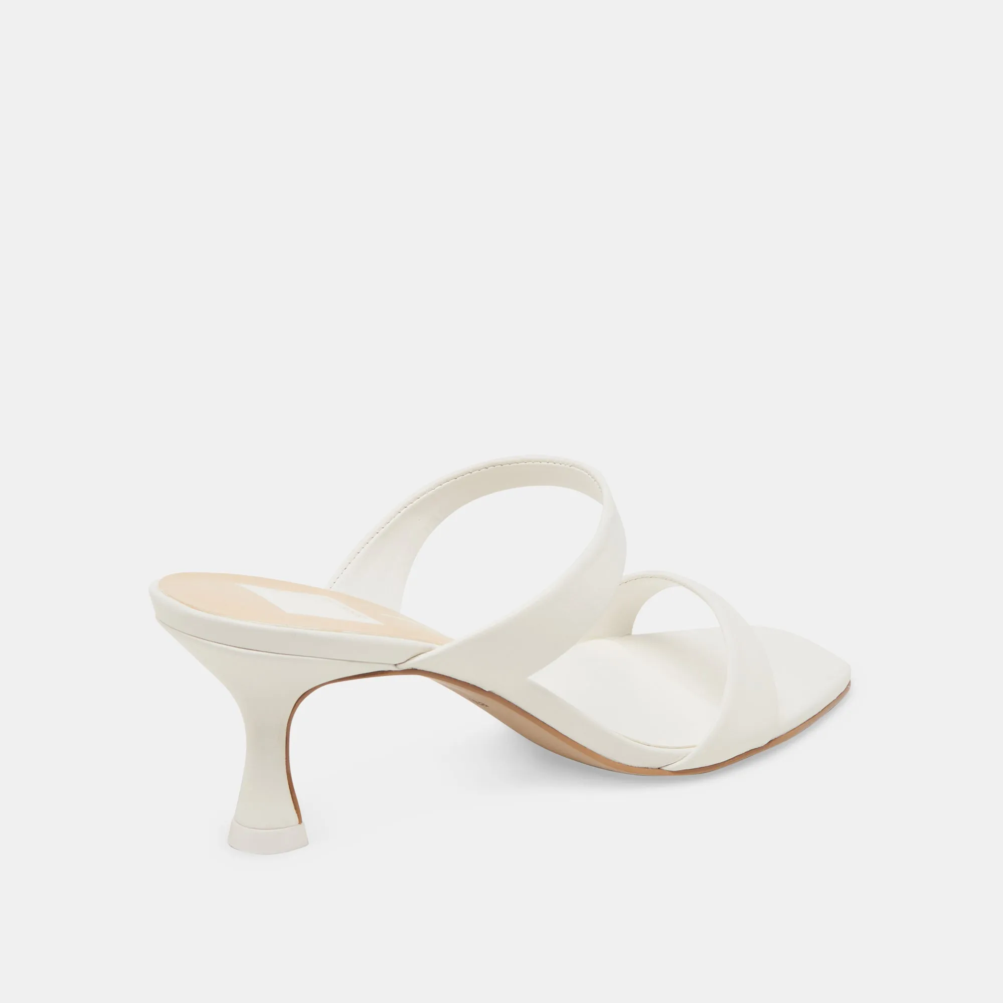 GENORA WIDE HEELS WHITE LEATHER Open Toe Style Minimal Glow