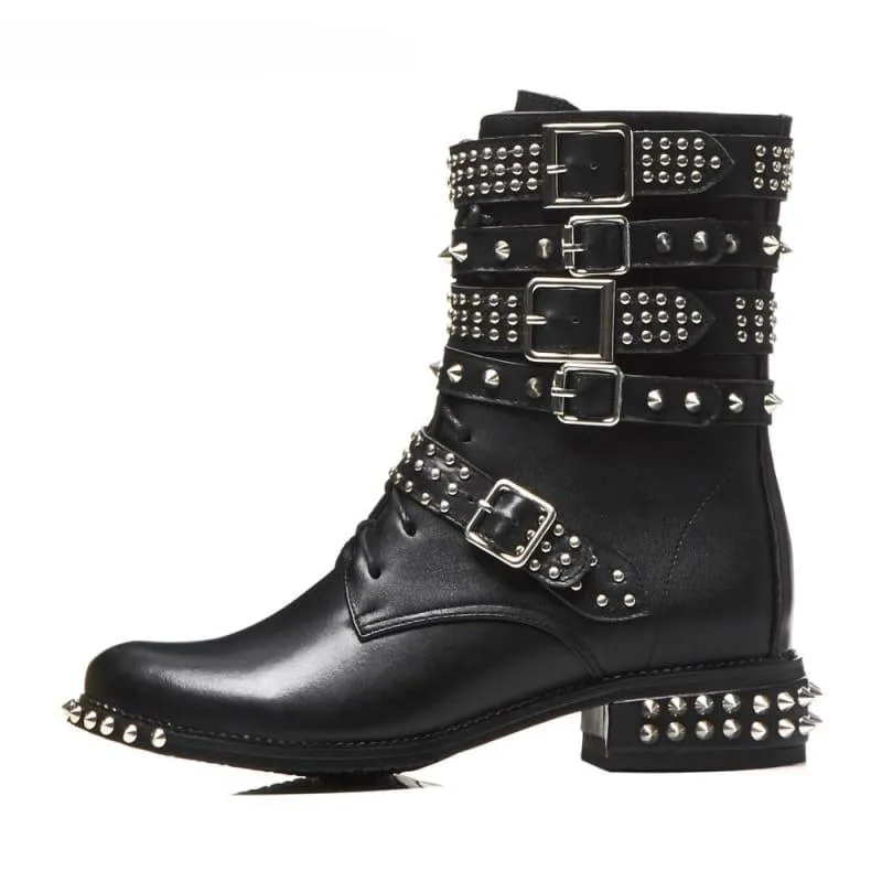 Genuine Leather Ankle Boots Motorcycle Boots