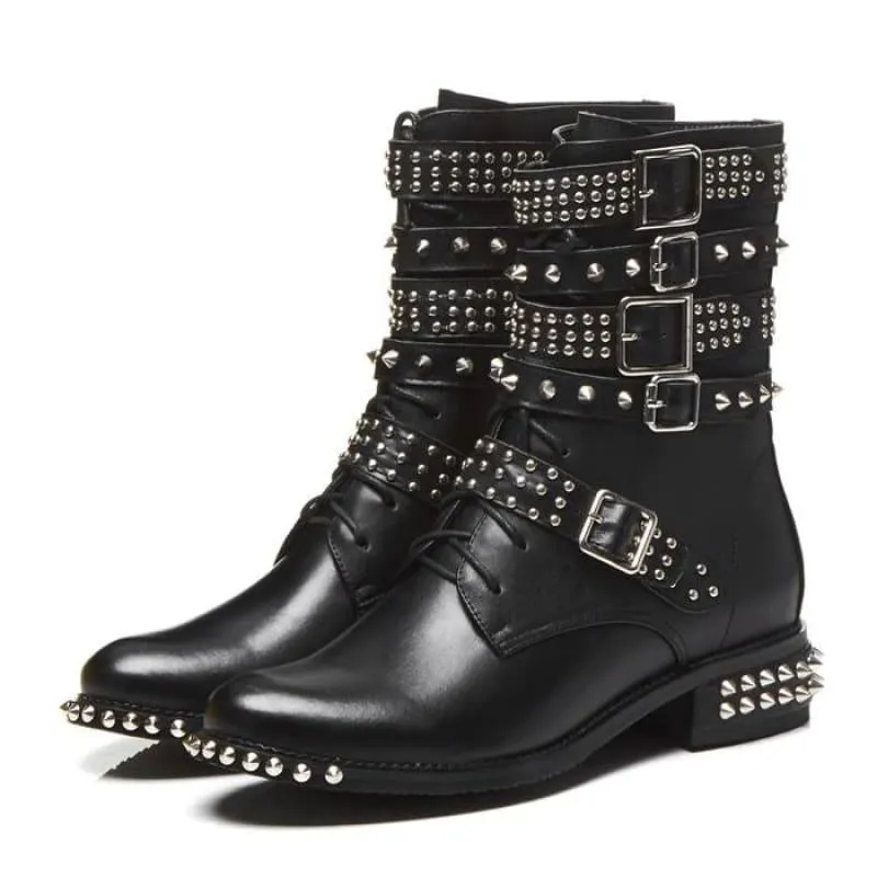 Genuine Leather Ankle Boots Motorcycle Boots