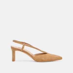 GINAY HEELS LT BROWN SUEDE Chic Boots