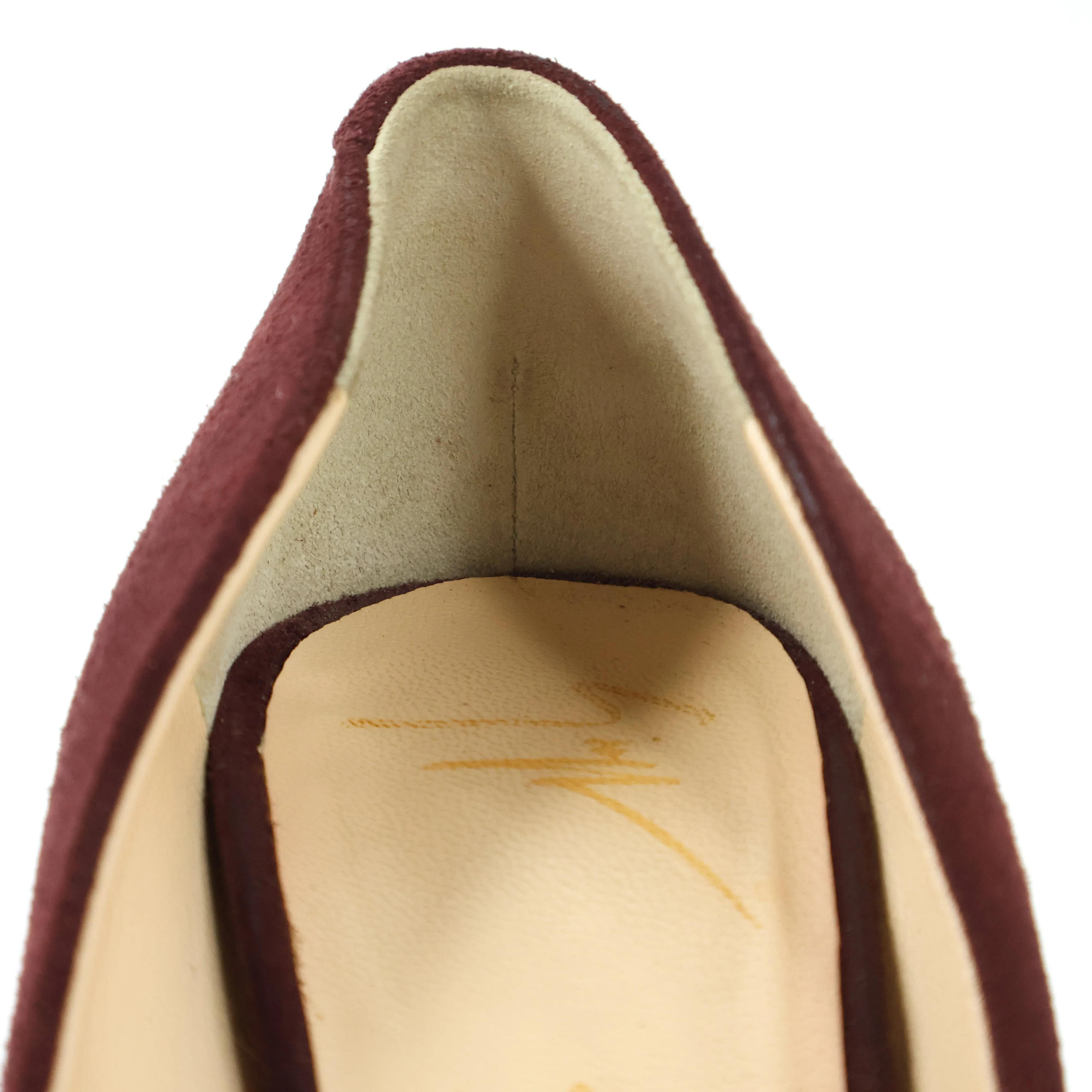 Giuseppe Zanotti Suede Peep Toe Burgundy