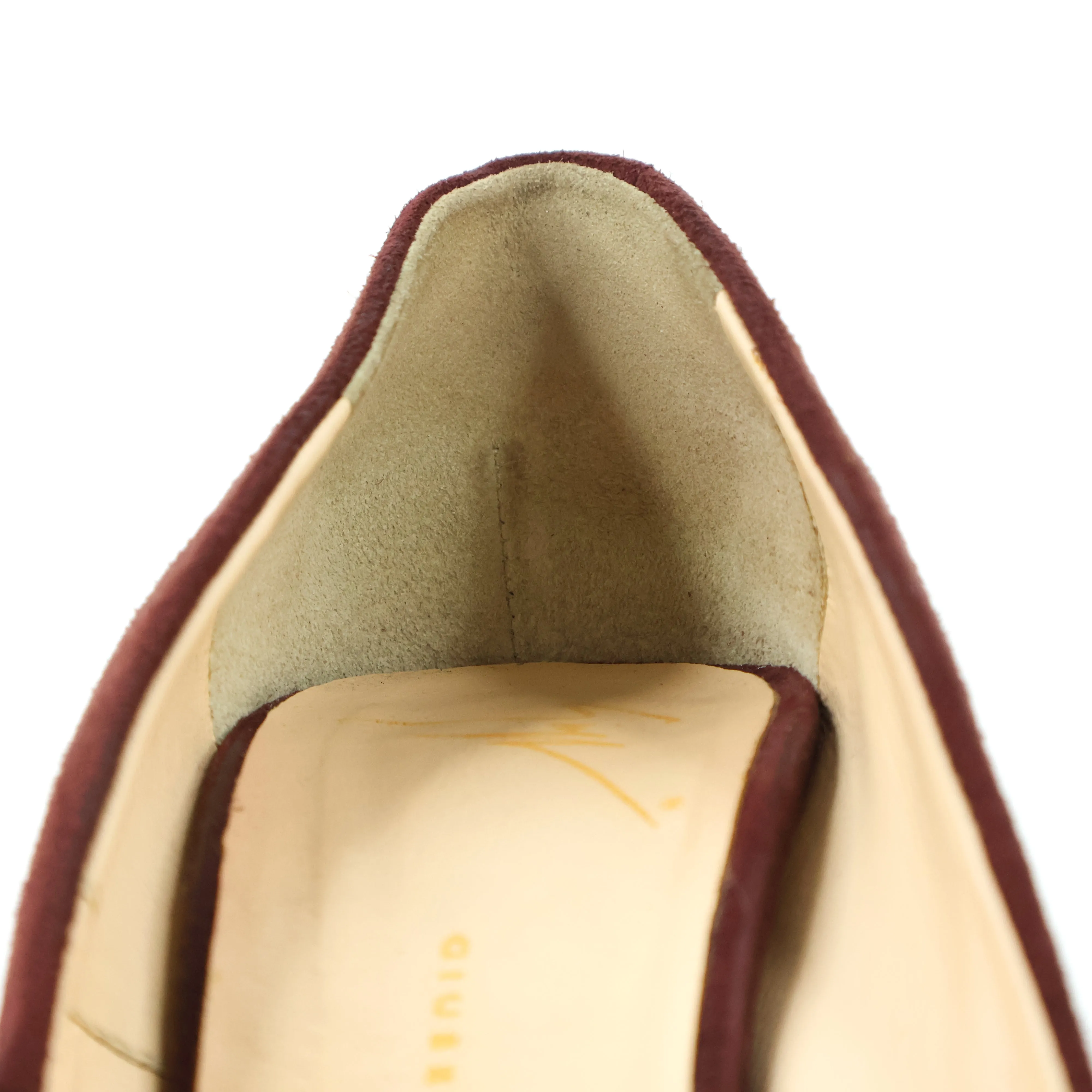 Giuseppe Zanotti Suede Peep Toe Burgundy