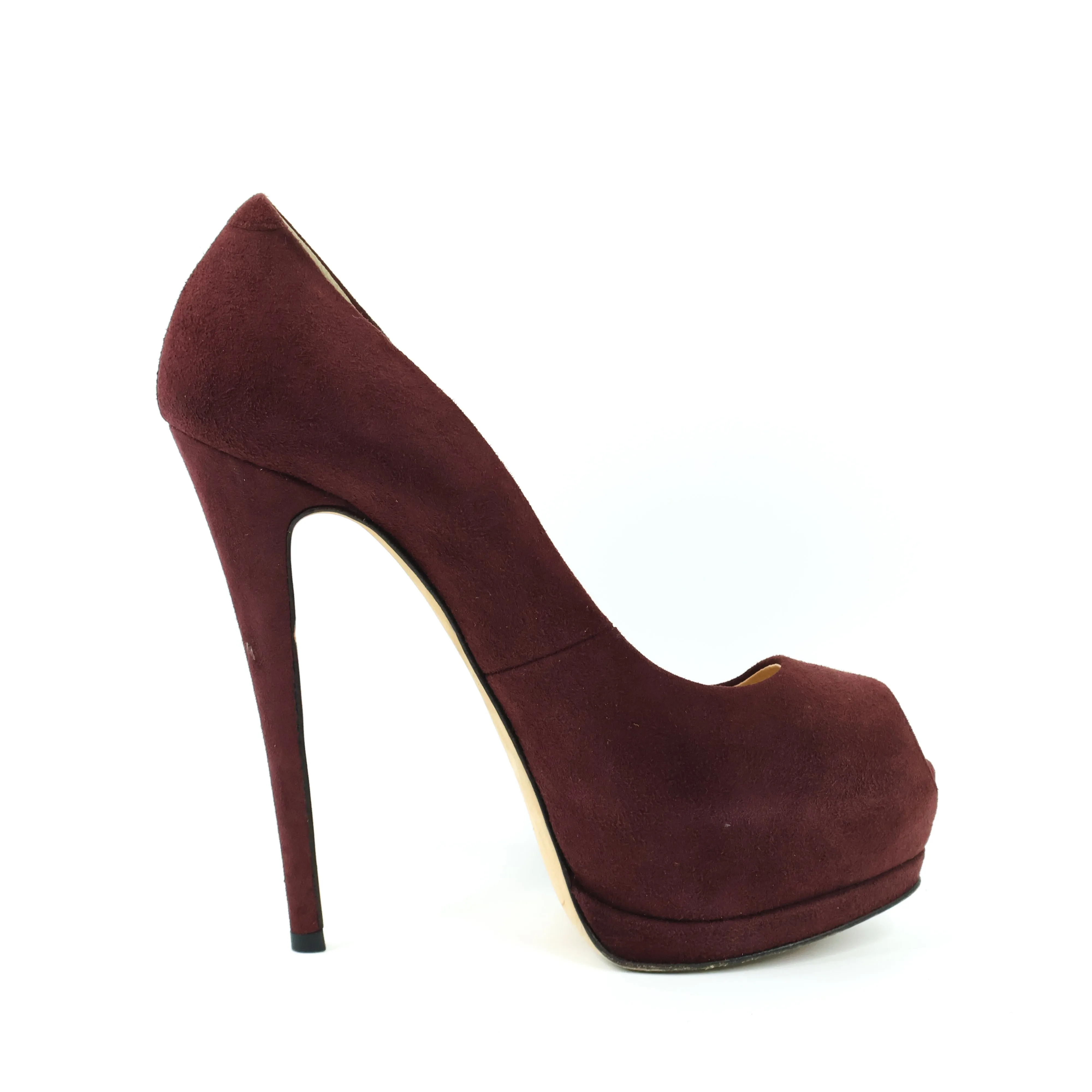 Giuseppe Zanotti Suede Peep Toe Burgundy