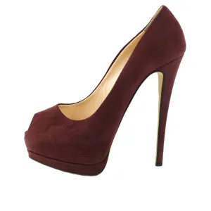 Giuseppe Zanotti Suede Peep Toe Burgundy