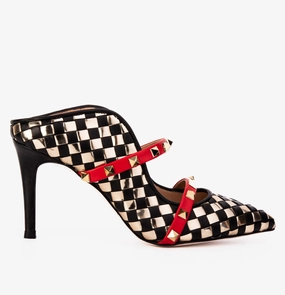 Bare Support Open Form The Dosso Black Handwoven Leather Pointy Toe Women Sandal