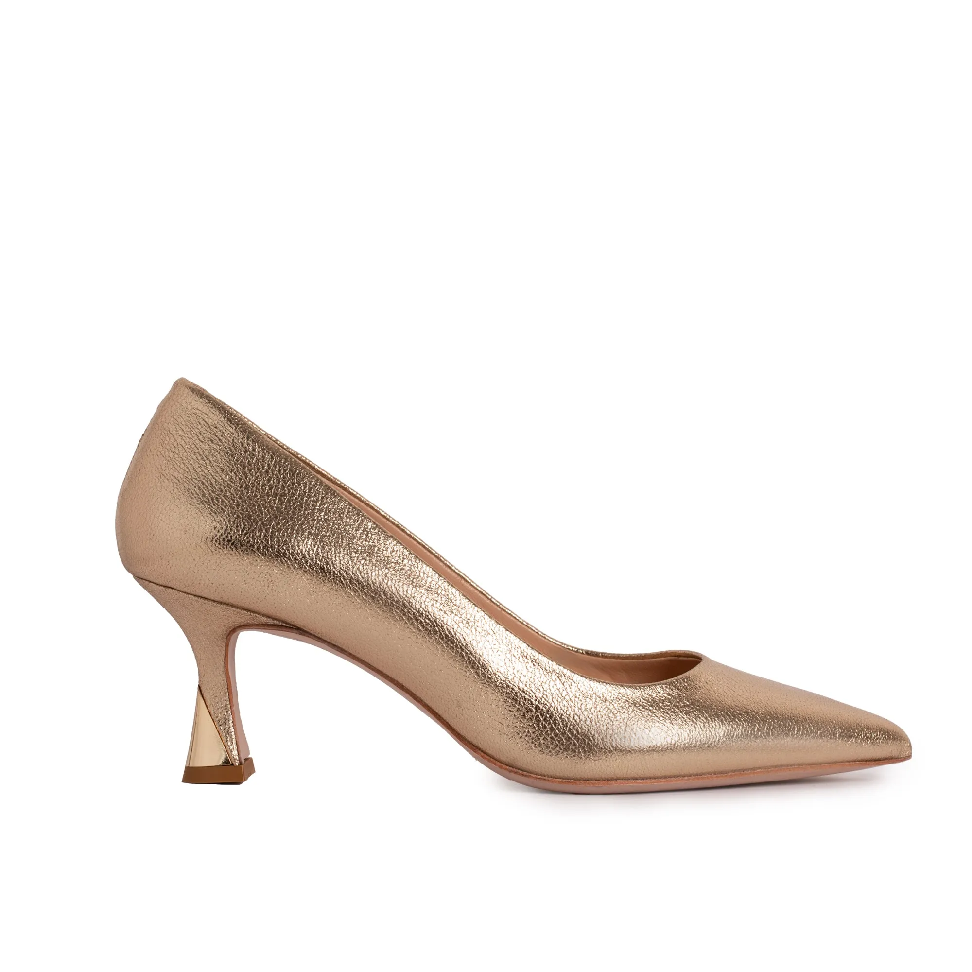 London Glow The Brunello Gold Leather Pump Women Shoe