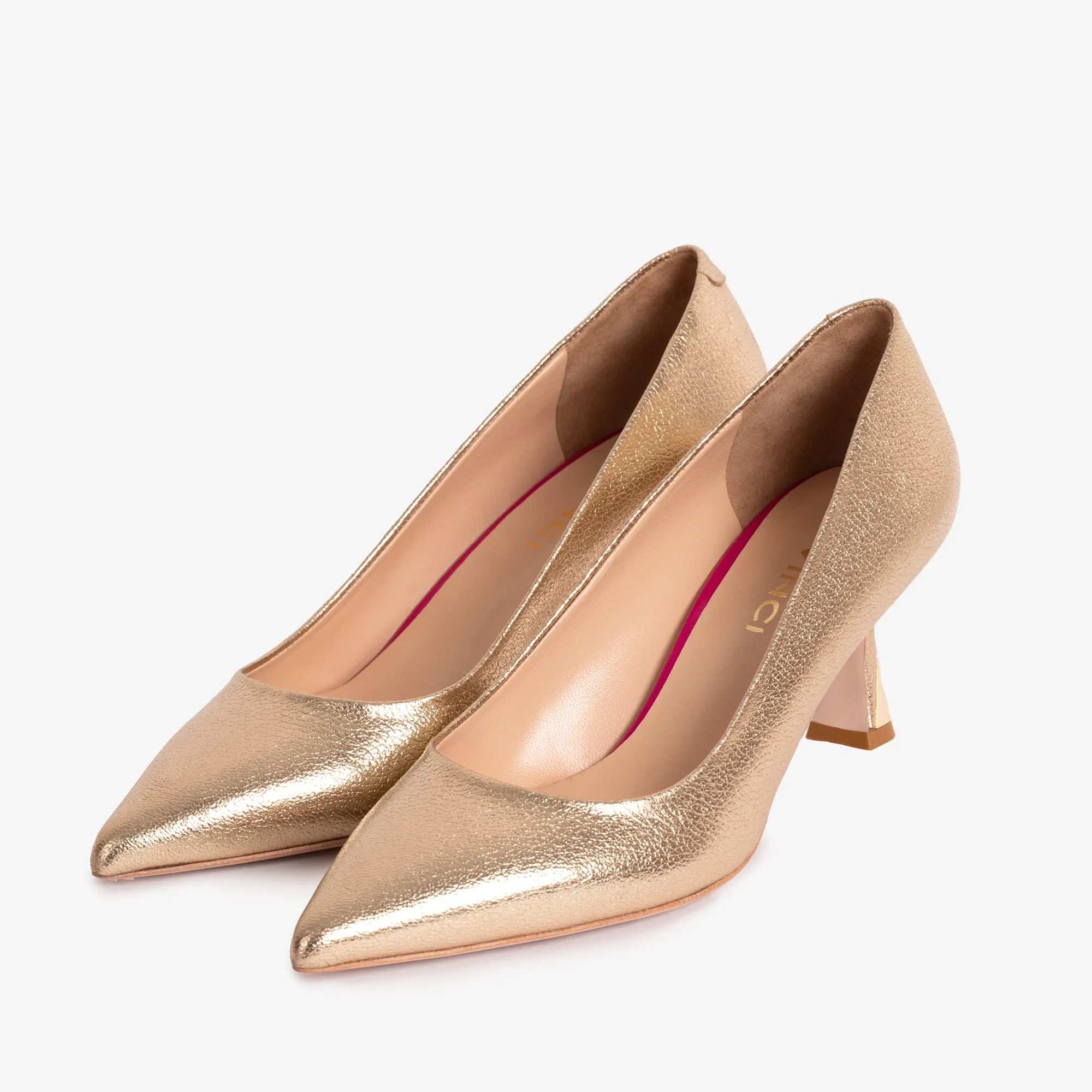 Fashionable Heels The Brunello Gold Leather Pump Women Shoe