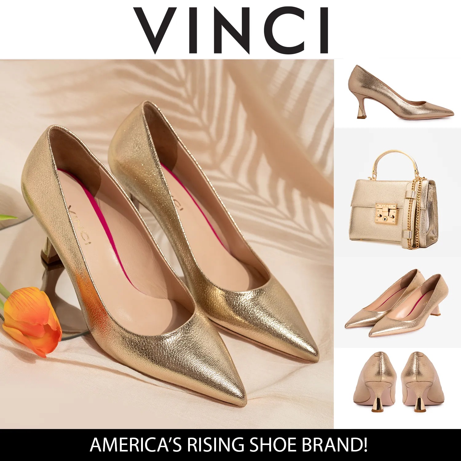 Comfy Spark Classic Dress Shoes The Brunello Gold Leather Pump Women Shoe