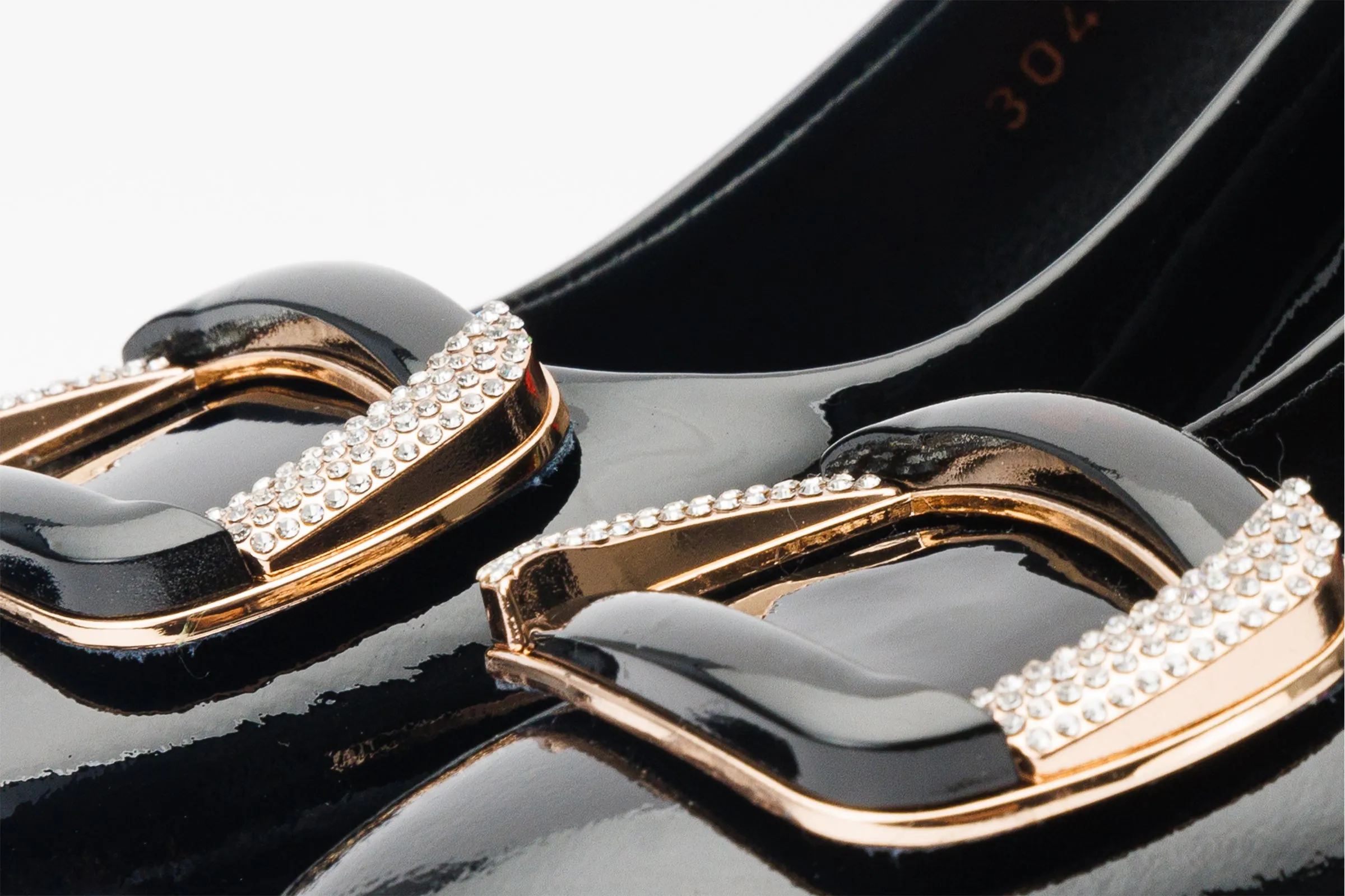 Happy Spark The Ferrara Black Patent Leather Block Heel Pump Women Shoe