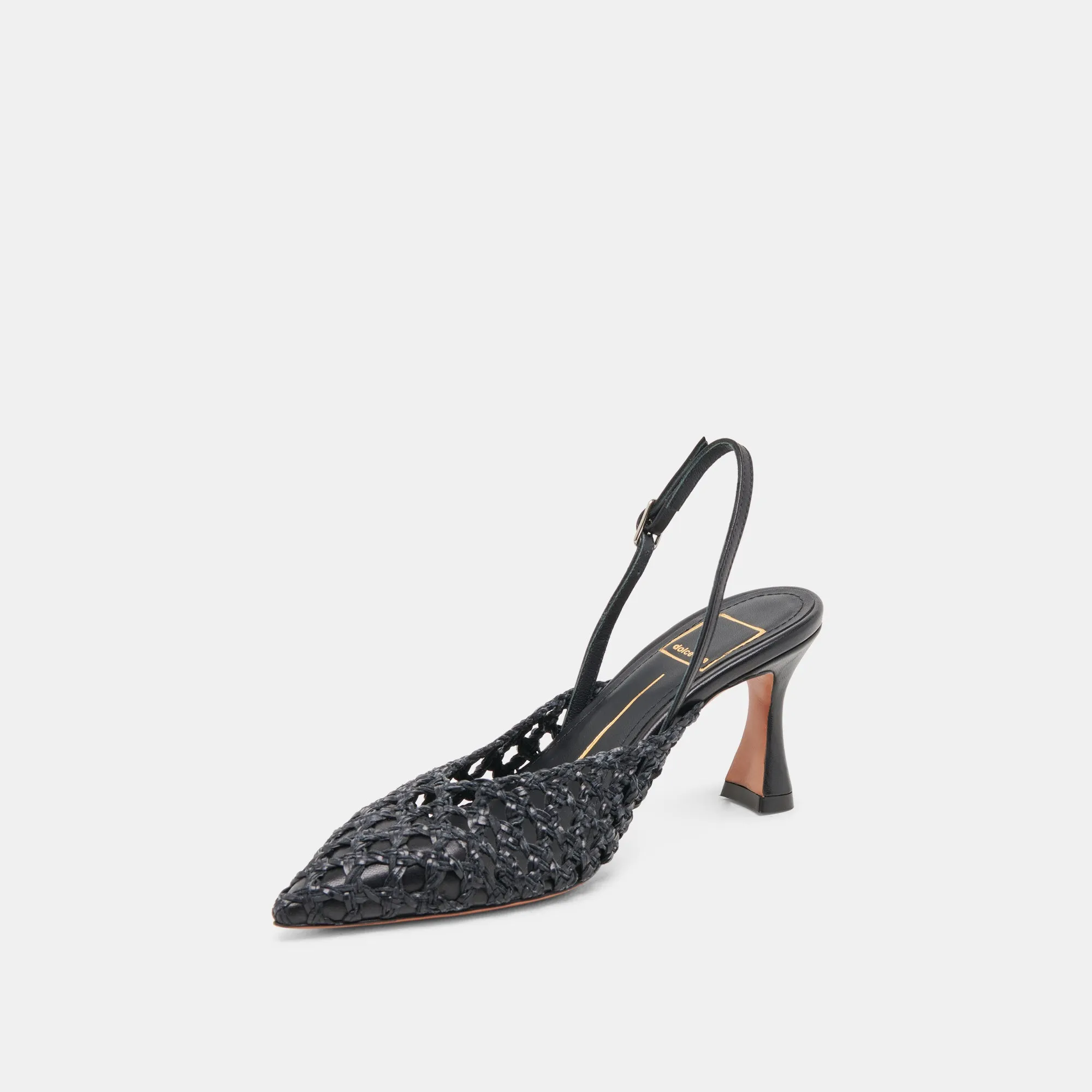 Glamour Sandals Sharp Shape GLORIA HEELS BLACK WOVEN