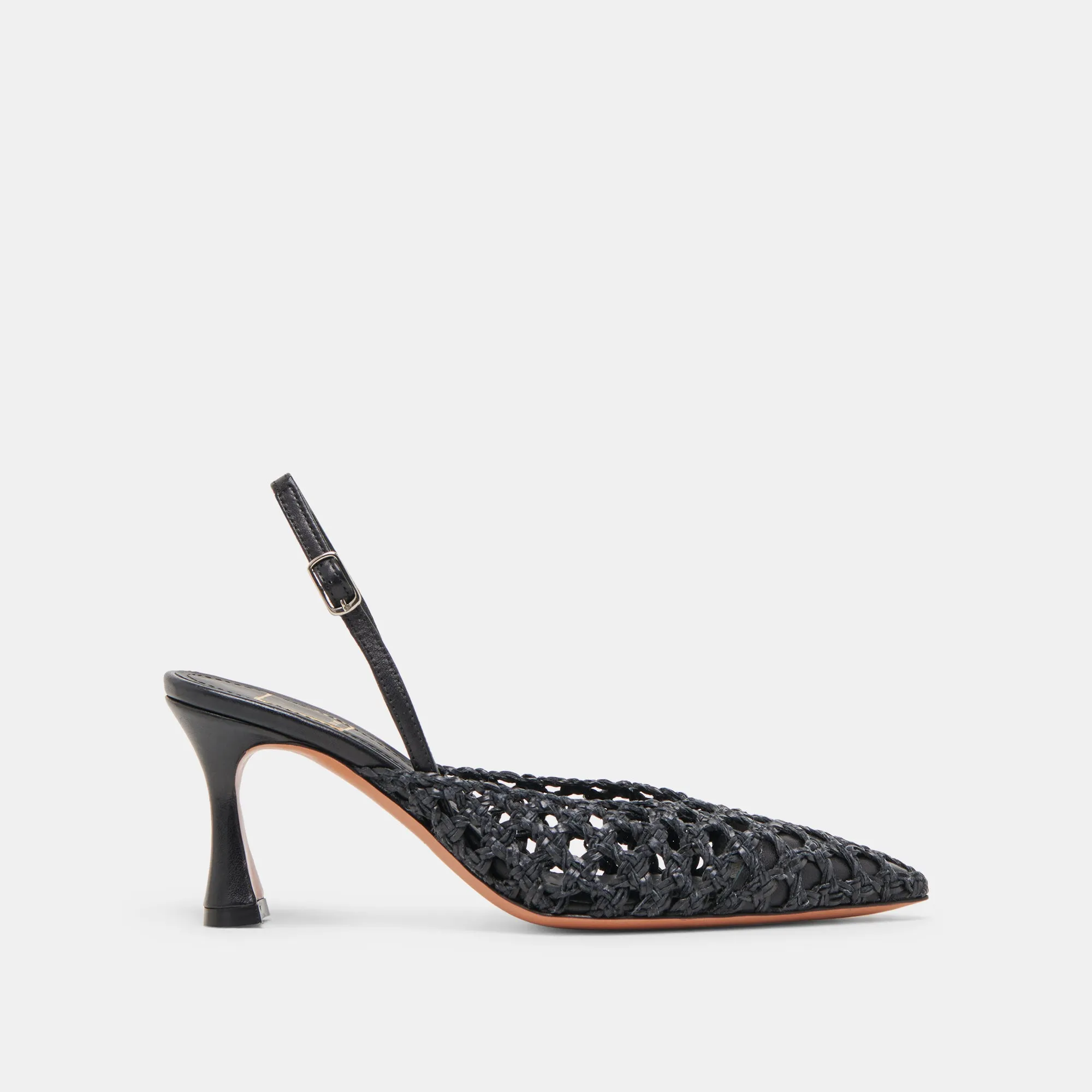 GLORIA HEELS BLACK WOVEN Street Queen Shiny Finish
