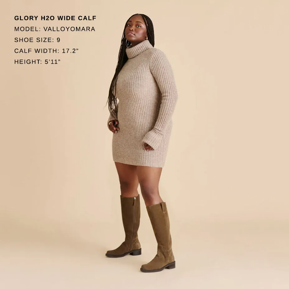 Waterproof River Crossing Weekend Hike GLORY H2O WIDE CALF BOOTS OLIVE SUEDE