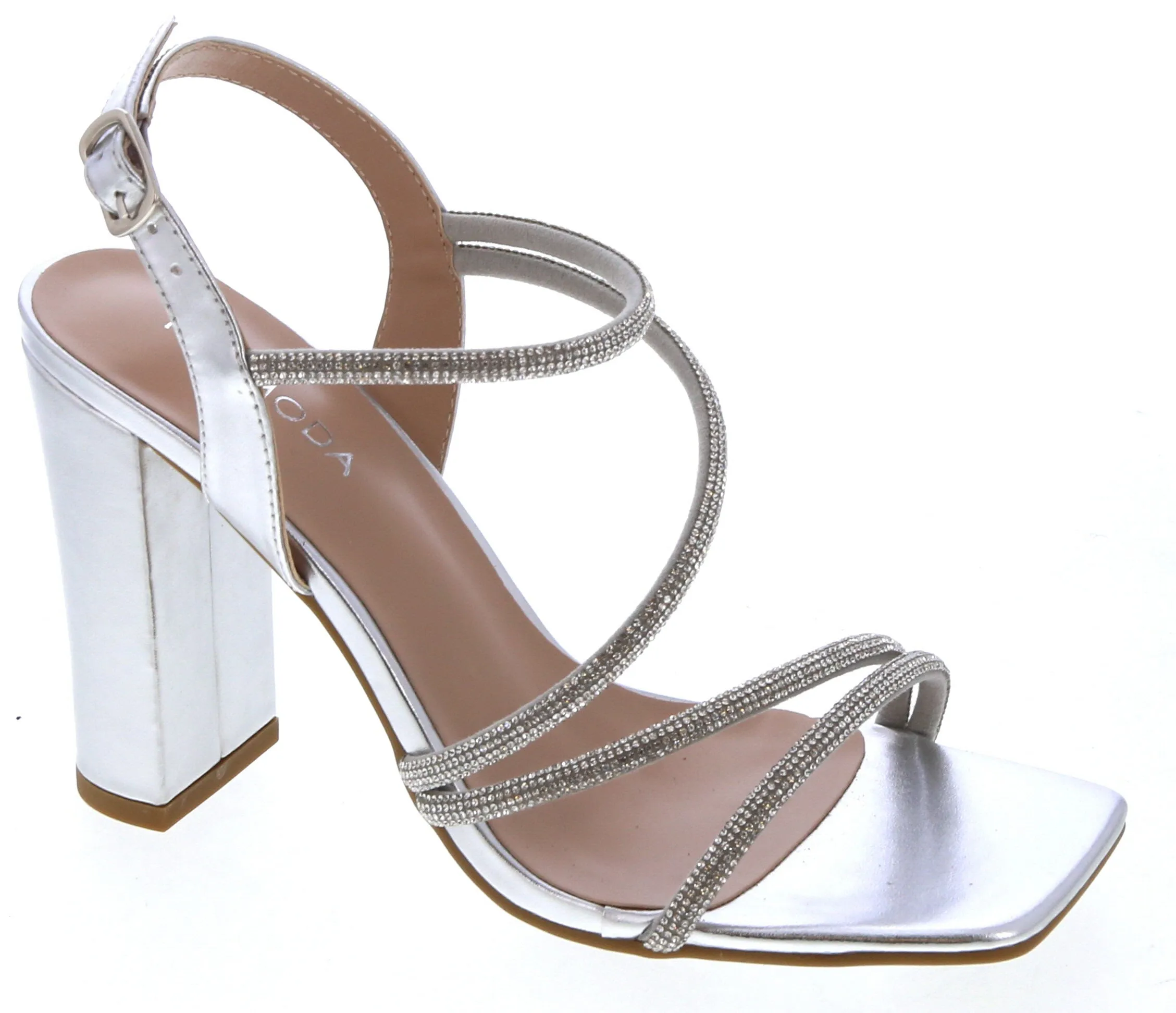 Glam Straps High Heel Sandal (SILVER) Rooftop Spark