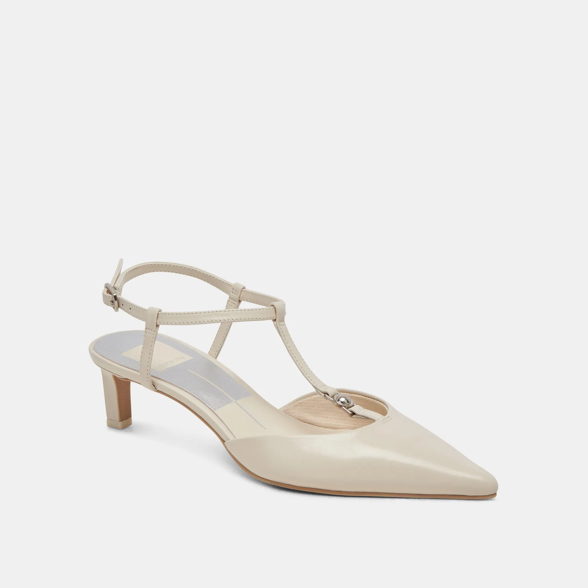 LAVON HEELS IVORY LEATHER Sculpted Heel