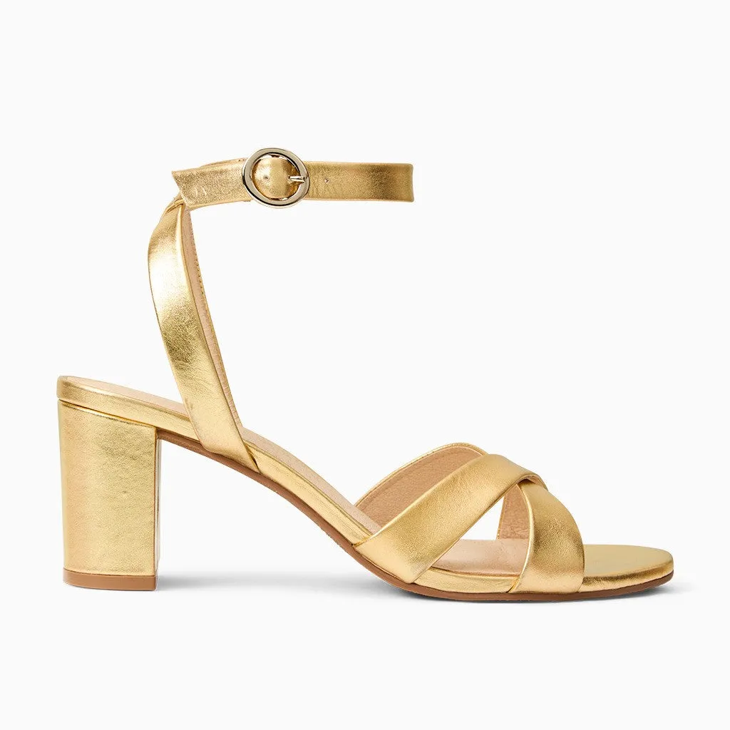 Peri Leather Strappy Mid Heel Classic Sandals Iconic Shape