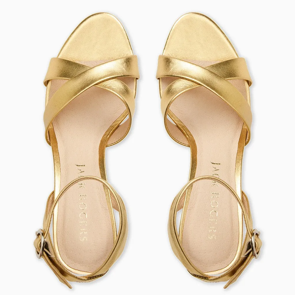 Peri Leather Strappy Mid Heel Black Spark Statement Item