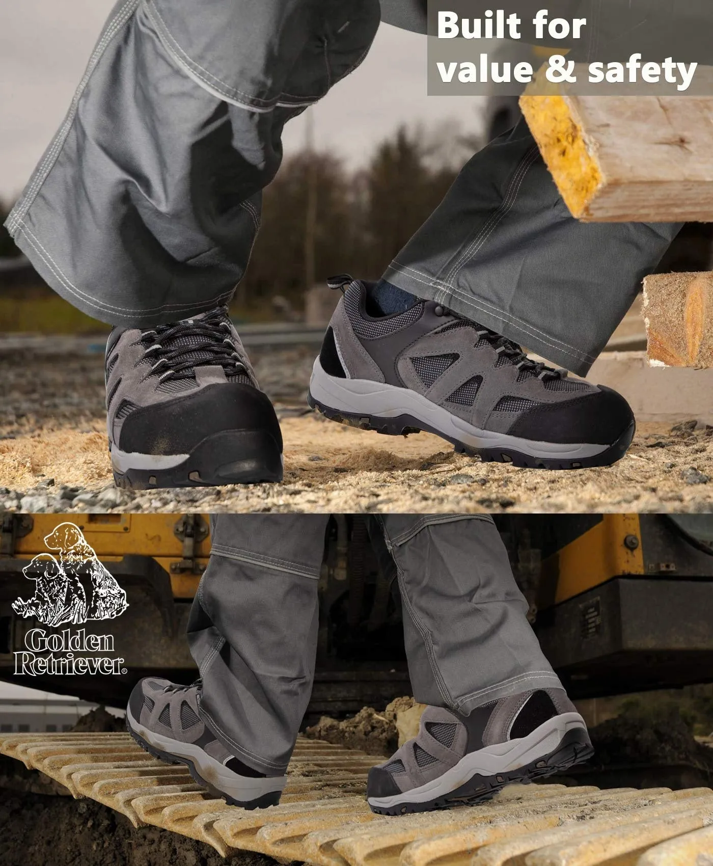 Golden Retriever 1365 Non-Slip Lightweight Anti-Fatigue 4" Steel Toe Work Shoes