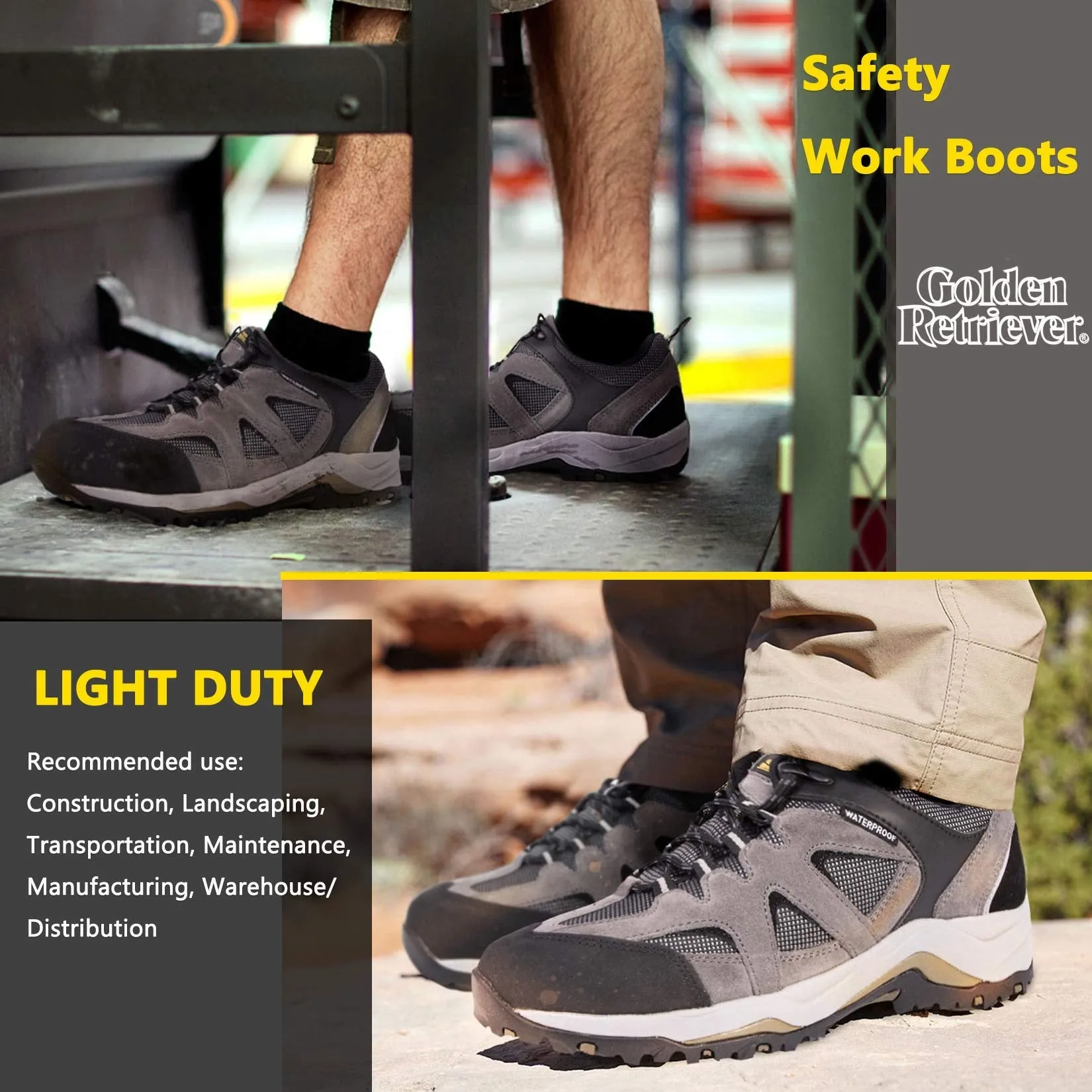 Golden Retriever 1365 Non-Slip Lightweight Anti-Fatigue 4" Steel Toe Work Shoes