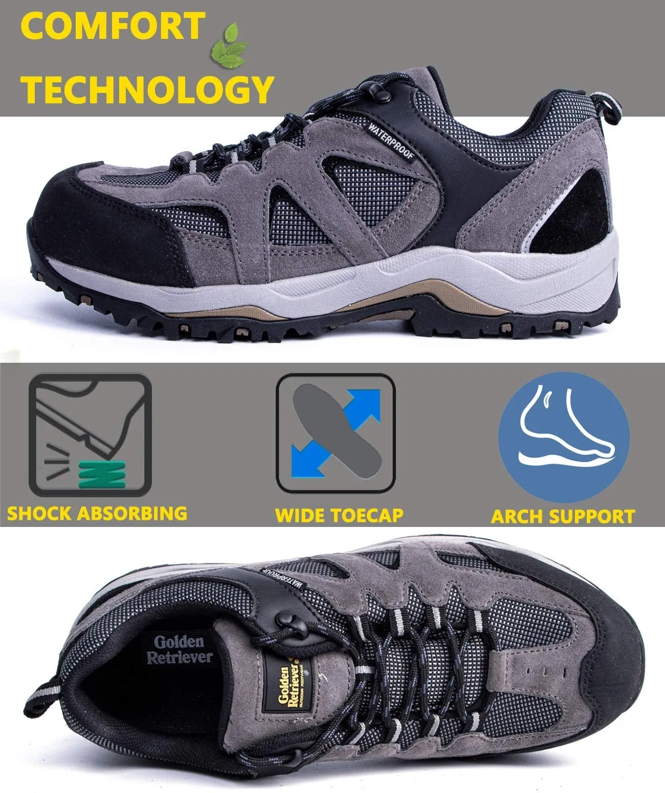 Golden Retriever 1365 Non-Slip Lightweight Anti-Fatigue 4" Steel Toe Work Shoes