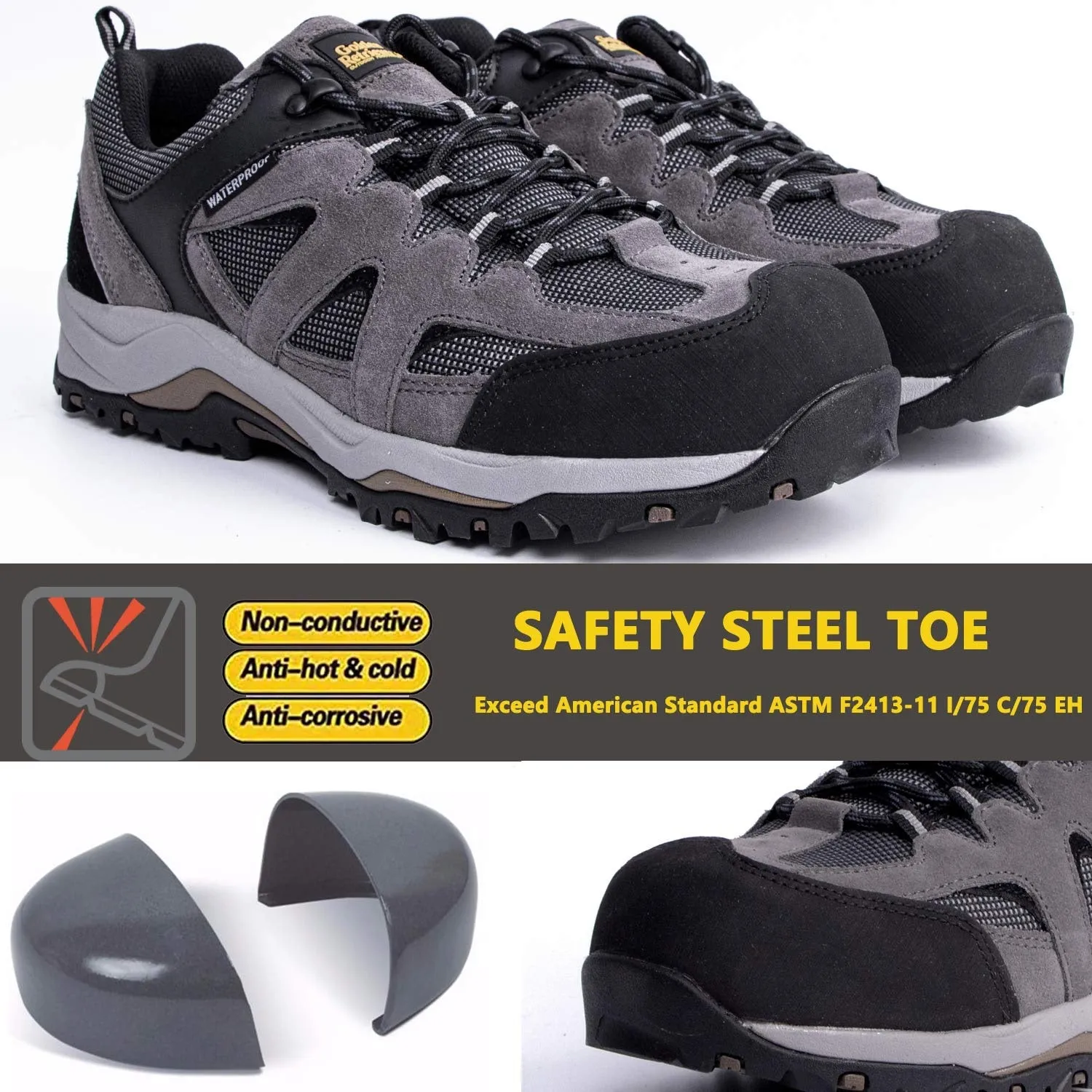 Golden Retriever 1365 Non-Slip Lightweight Anti-Fatigue 4" Steel Toe Work Shoes