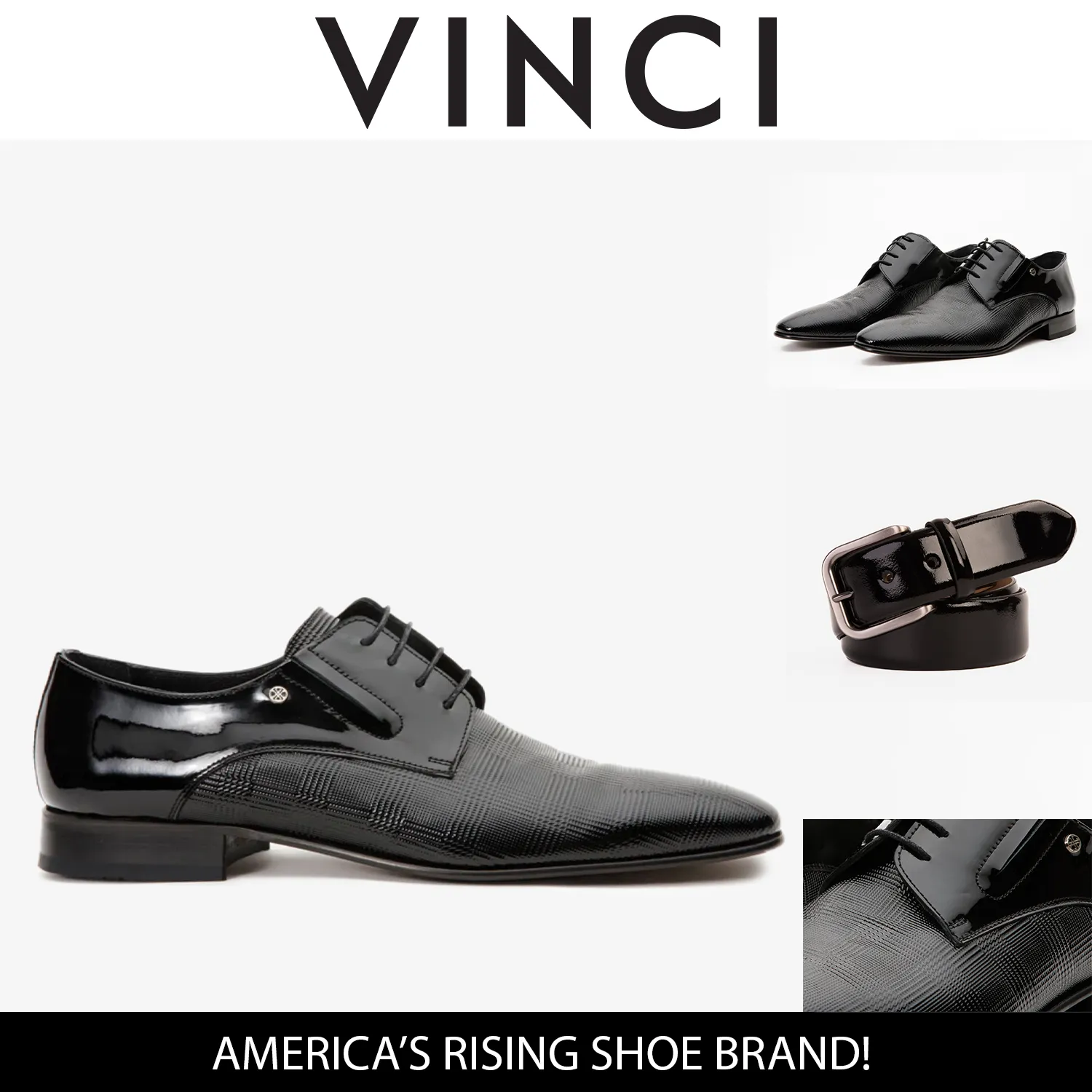 The San Severo Black Patent Leather Derby Men Shoe Evening Outfit Custom Work