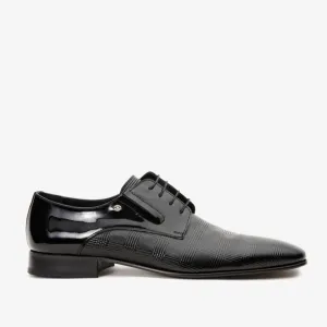 The San Severo Black Patent Leather Derby Men Shoe Non Slip Outsole Active Workday