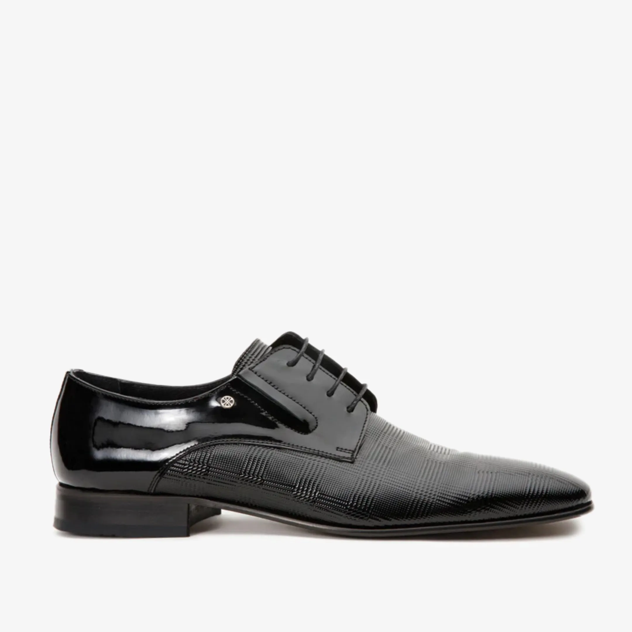 The San Severo Black Patent Leather Derby Men Shoe Non Slip Outsole Active Workday
