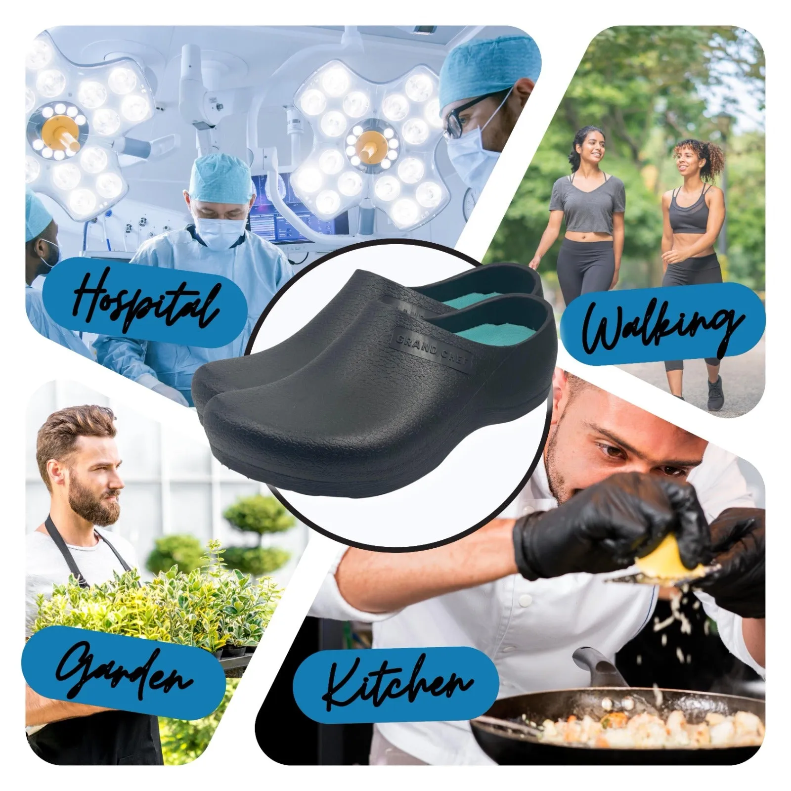 Grand Chef | Slip Resistant Clogs | Chef Shoes | Work Shoes | Nurse Shoes| Extra Insoles
