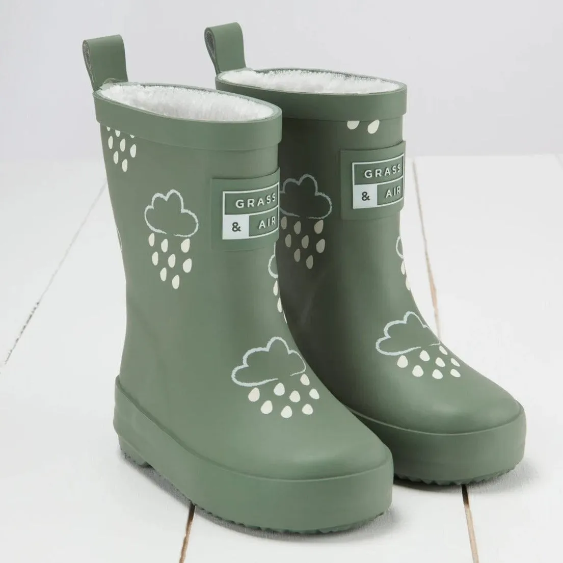 Grass & Air Kids Colour Changing Wellies (Khaki Green)