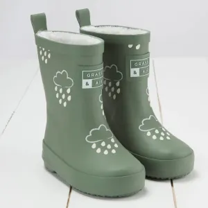 Grass & Air Kids Colour Changing Wellies (Khaki Green)