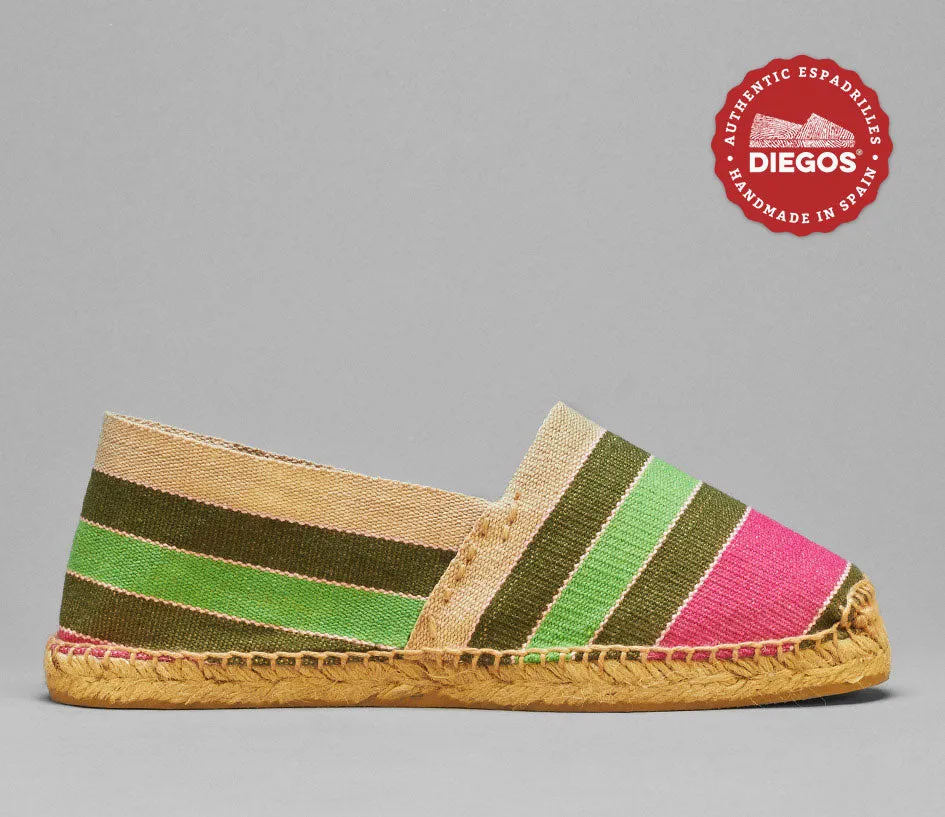 Green stripe espadrilles