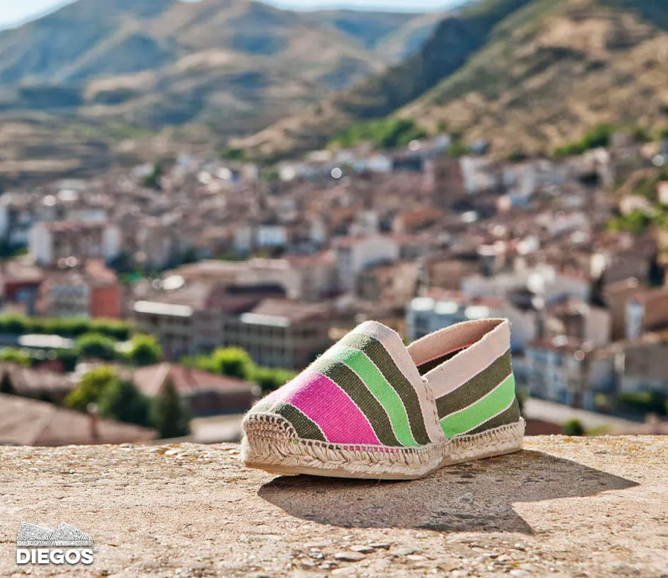 Green stripe espadrilles