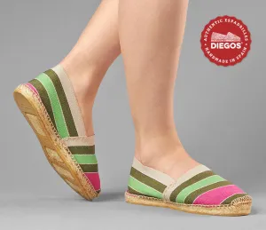 Green stripe espadrilles