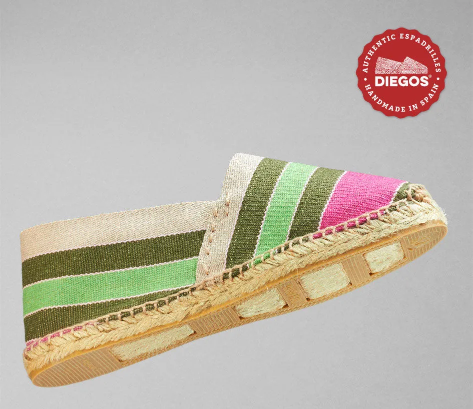 Green stripe espadrilles