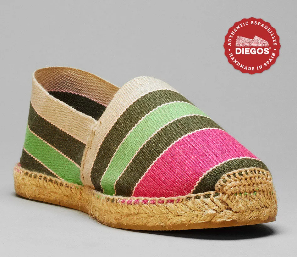 Green stripe espadrilles