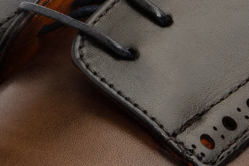 All-day Comfort The Neiva Navy/Brown Wingtip Semi Brogue Derby Men  Shoe