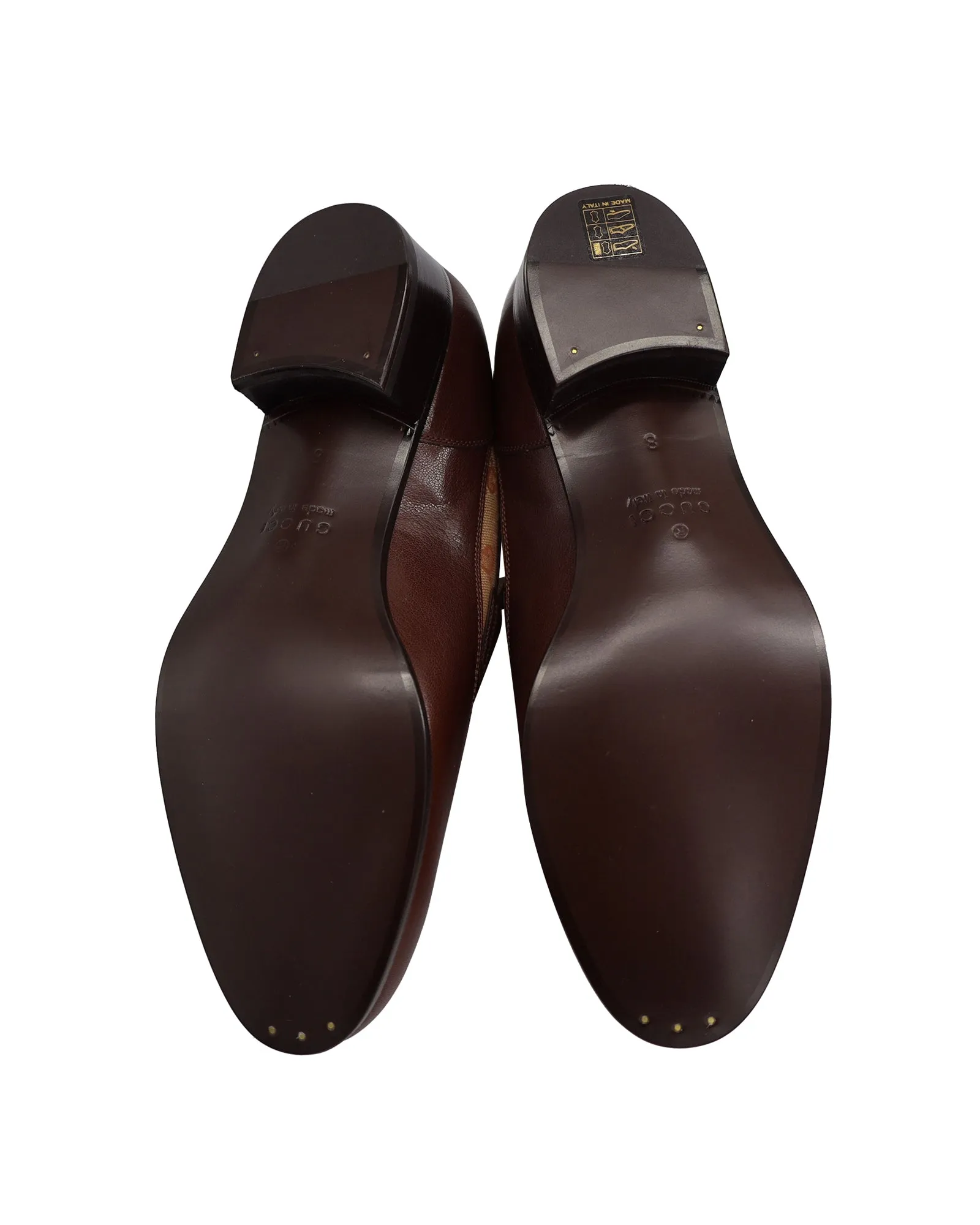 Gucci Printed Monogrammed Coated-Canvas Loafers in Brown Leather