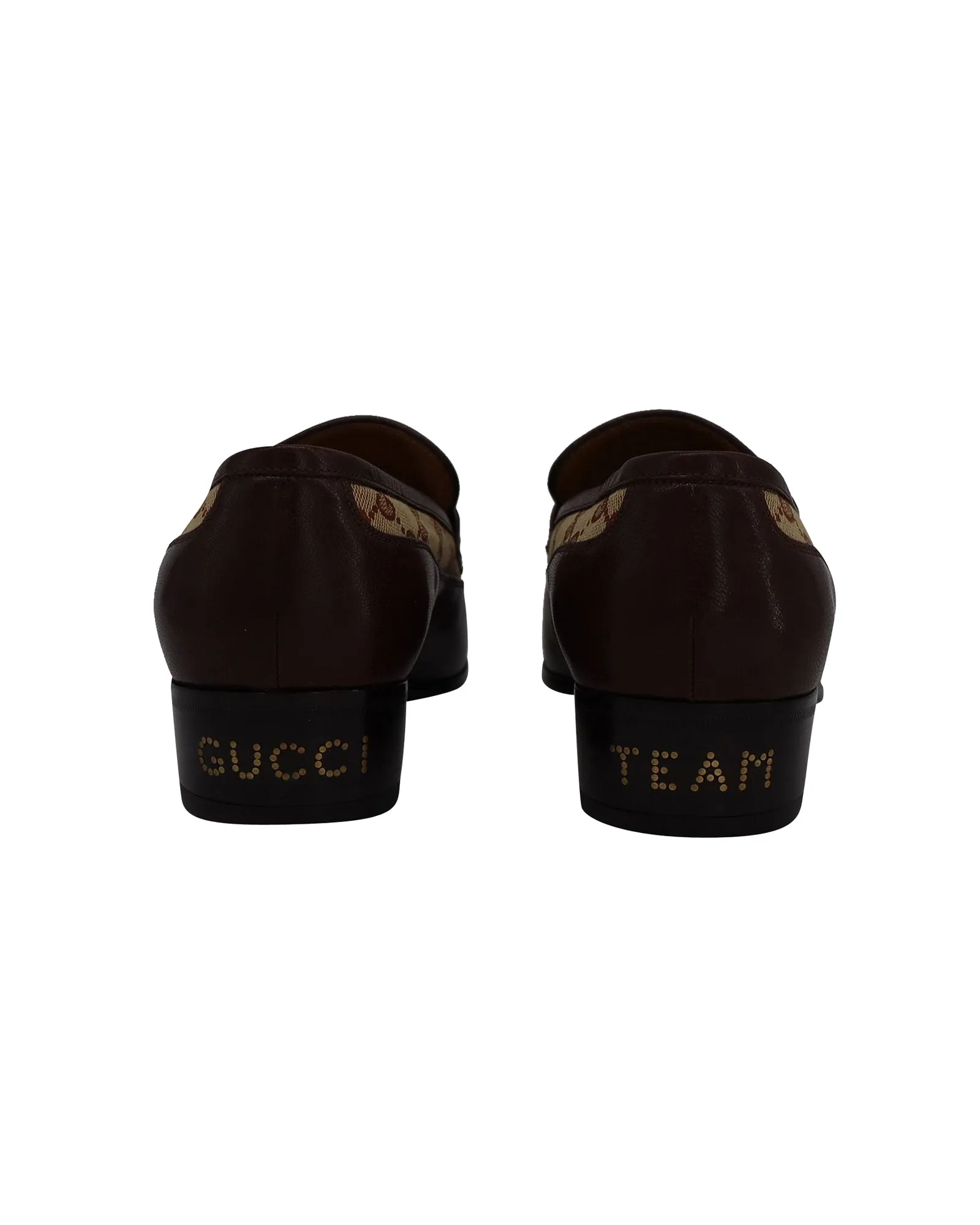 Gucci Printed Monogrammed Coated-Canvas Loafers in Brown Leather
