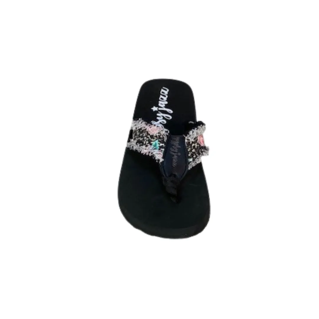 Gypsy Jazz pink & black flip flop