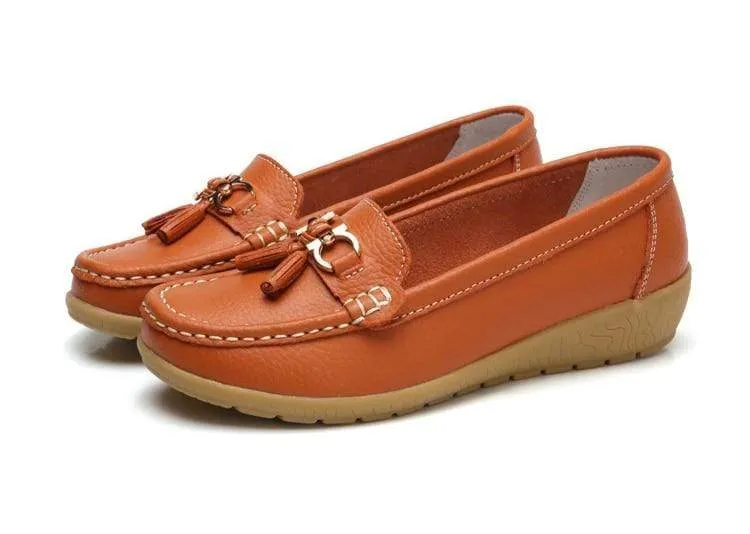 HAJINK Womens Leather Boat Shoes