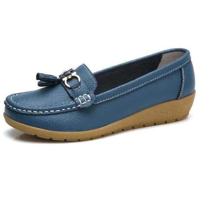 HAJINK Womens Leather Boat Shoes