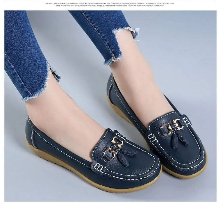 HAJINK Womens Leather Boat Shoes